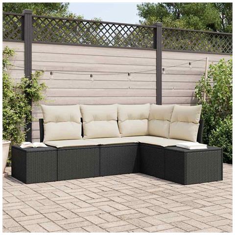 Set di Divani da Giardino con Cuscini 4 Pezzi Nero Rattan - Foto 2