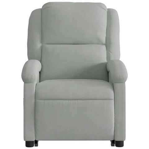 Poltrona Alzapersona Reclinabile Grigio Chiaro in Velluto - Foto 9