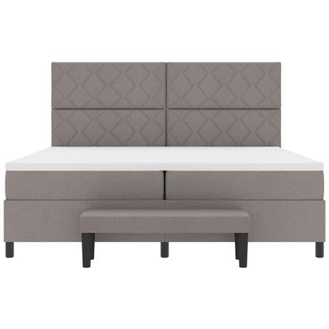 Letto con Box Spring e Materasso & Panchina Taupe 200x200 cm Tessuto - Foto 9