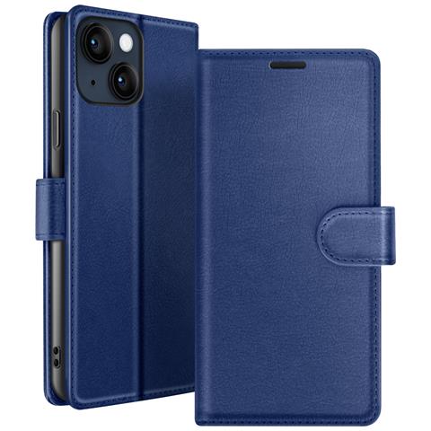 Custodia A Portafoglio Per Iphone 14 Con Supporto E Linguetta Magnetica, Blu Scuro - Foto 1