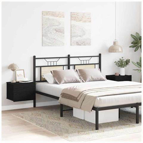 Armadio da Notte con cassetto 2 pcs Rovere nero 40 x 30 x 30 cm - Foto 2