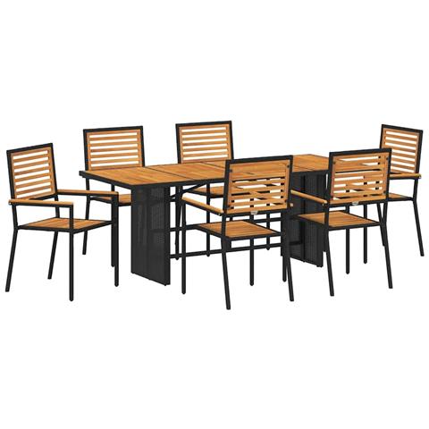 Set da Pranzo per Giardino 5 pcs Nero 190 x 80 x 75 cm - Foto 1