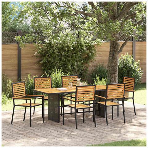 Set da Pranzo per Giardino 5 pcs Nero 190 x 80 x 75 cm - Foto 2