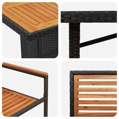 Set da Pranzo per Giardino 5 pcs Nero 190 x 80 x 75 cm - Foto 9