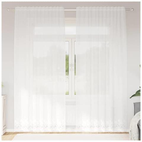 Tende con tende Bianco 500x100cm Poliestere - Foto 2