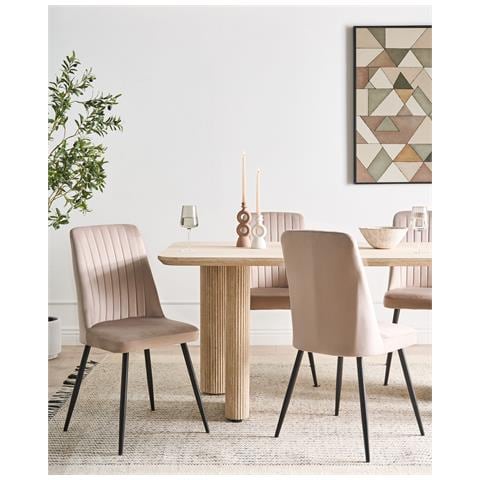 Set Di 4 Sedie Da Pranzo Kirby Velluto Beige - Foto 1