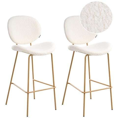 Set Di 2 Sedie Alte Luana Bouclé Bianco - Foto 2