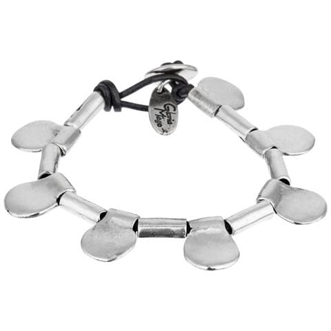 Bracciale In Pelle E Argento ""specchi"" Argento - Foto 1