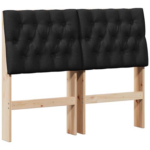Testiera imbottita Nero 120 cm Pino massello - Foto 1