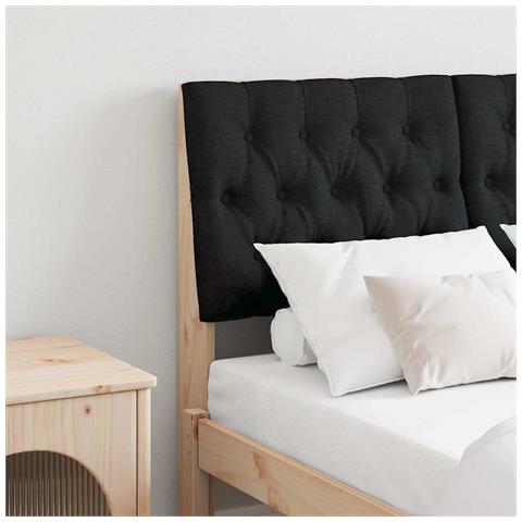 Testiera imbottita Nero 120 cm Pino massello - Foto 2
