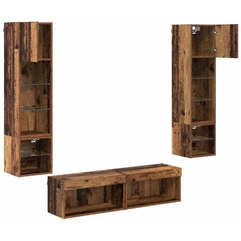 Unità TV da Parete 6 pcs Legno vecchio Legno multistrato - Foto 9