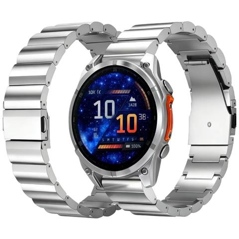 Cinturino In Titanio A Sgancio Rapido Da 22 Mm Con Fibbia Piatta A Grana Larga, Compatibile Con Garmin Fenix 8 Silver - Foto 3