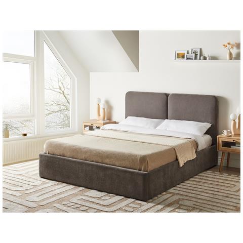 Letto Contenitore Ciniglia Arbois 160 X 200 Cm Tortora - Foto 1