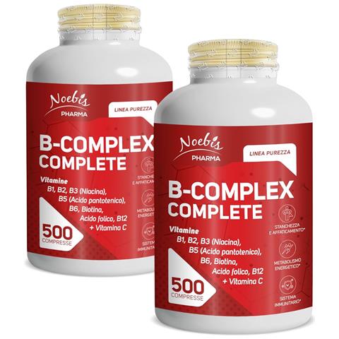 Vitamina B Complex Completo 500 Compresse - Vitamine del Gruppo B + Vitamina C - Energia, Sistema Nervoso e Difese Immunitarie (Confezione quintupla) - Foto 1