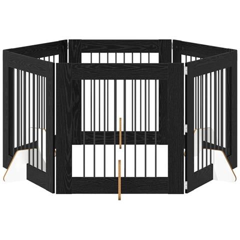 Cancello per cani con supporti 6 pcs Rovere Nero 80 x 80 cm - Foto 1
