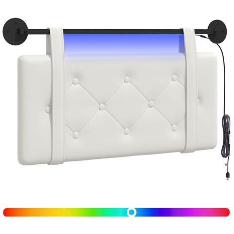 Testiera sospesa Con luce LED Bianco Similpelle - Foto 1