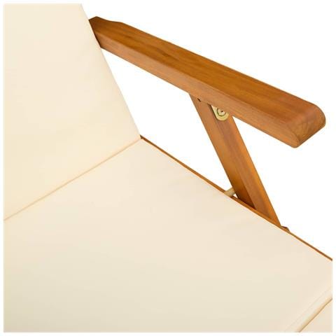 Lettino prendisole reclinabile e pieghevole 3 pcs Bianco Crema - Foto 9