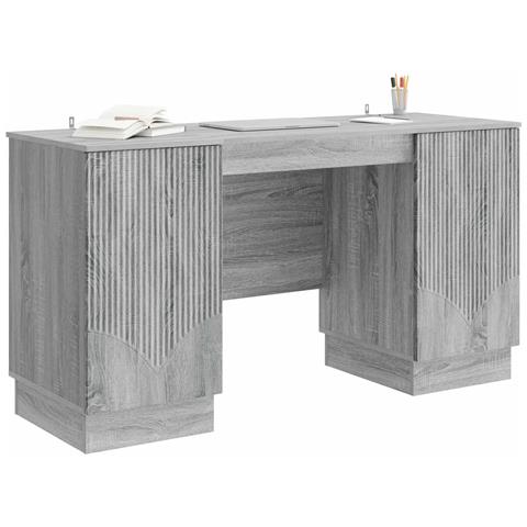 Scrivania Grigio Sonoma 142,5 x 50 x 75 cm Legno ingegnerizzato - Foto 2