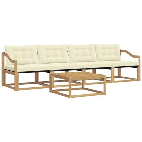 Set di divani da esterno 5 pcs Bianco e Crema 79 x 79 x 37 cm - Foto 1