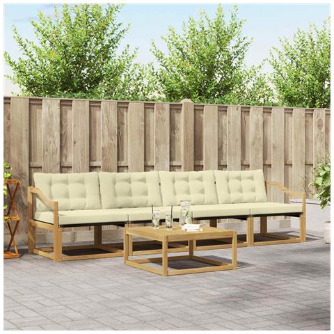 Set di divani da esterno 5 pcs Bianco e Crema 79 x 79 x 37 cm - Foto 2