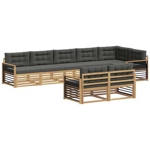 Set di divani da esterno 8 pcs Bianco e Antracite Poliestere - Foto 1