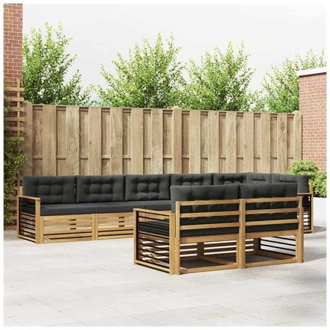 Set di divani da esterno 8 pcs Bianco e Antracite Poliestere - Foto 2