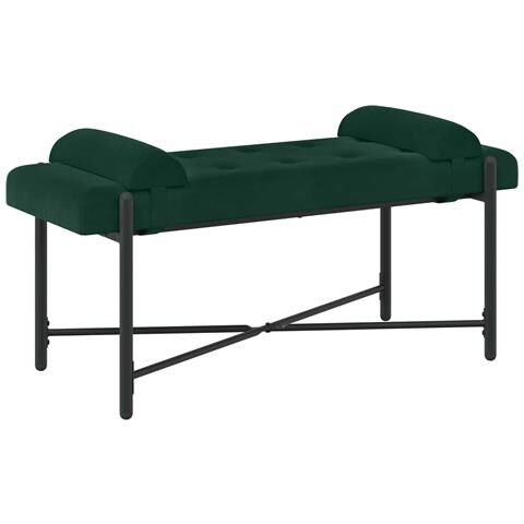 Panchina con bottoni e cuscini Verde Scuro 110 x 40 x 46 cm - Foto 1