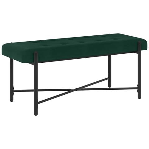 Panchina con bottoni e cuscini Verde Scuro 110 x 40 x 46 cm - Foto 2