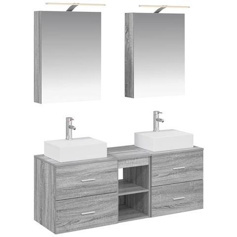 Set di mobili per il bagno 5 pcs Sonoma grigio - Foto 1