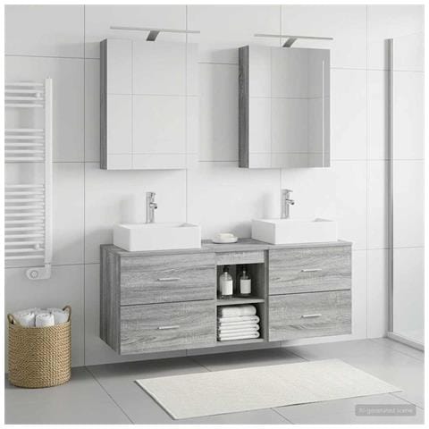 Set di mobili per il bagno 5 pcs Sonoma grigio - Foto 2