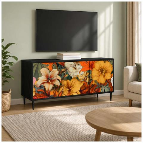 Mobile TV GENNEP 102 x 33 x 51 cm Rovere Nero - Foto 2