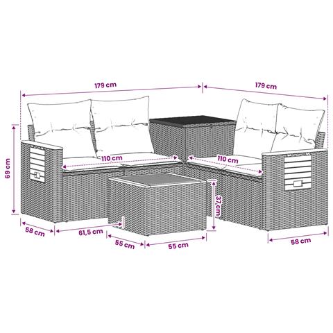 Set di divani 6 pz Grigio e Grigio Scuro - Foto 2