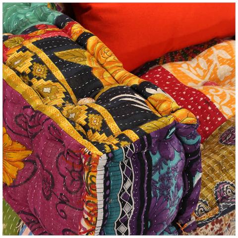 Divano Modulare A 2 Posti Con Braccioli In Tessuto Patchwork - Foto 2
