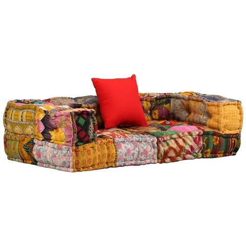 Divano Modulare A 2 Posti Con Braccioli In Tessuto Patchwork - Foto 1