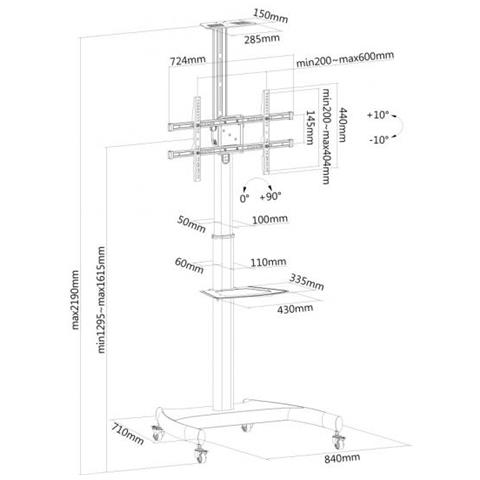 Supporto a Pavimento PLASMA-M1900E Portatile per Monitor LCD /LED /Plasma - Foto 2