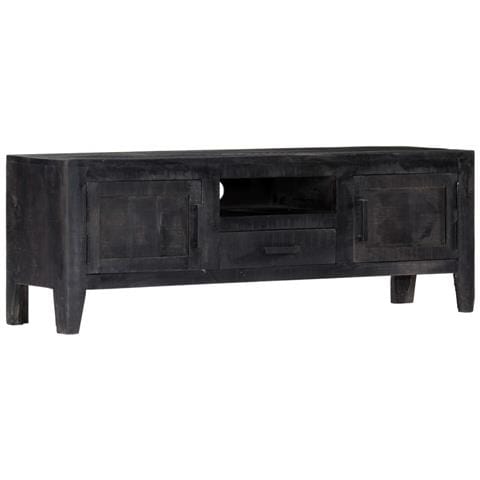 Mobile Porta Tv Nero 118x30x40 Cm In Legno Massello Di Mango - Foto 1
