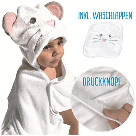 Asciugamano Con Cappuccio Mouse + Panno Libero | 0 - 6 Anni | Novità: 2 Chiusure A Scatto Per Una Chiusura Flessibile | Dimensioni: 90x100cm | Telo Da Bagno Per Bambini - Foto 1