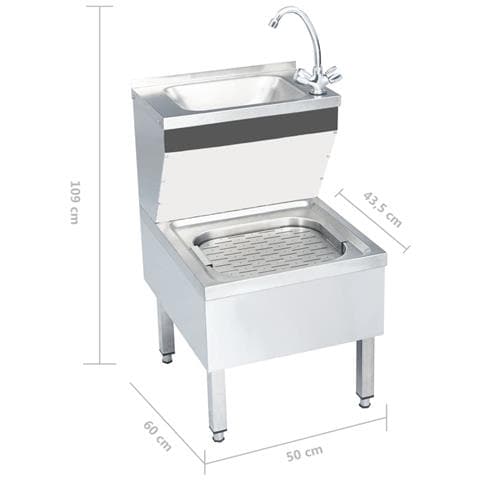 Lavandino Commerciale Con Rubinetto Da Pavimento Acciaio Inox - Foto 2