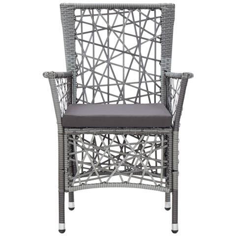 Set Da Pranzo Da Giardino 7 Pz In Polyrattan Grigio - Foto 10