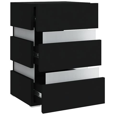Comodino con Luci LED Nero 45x35x67 cm in Legno Multistrato - Foto 2