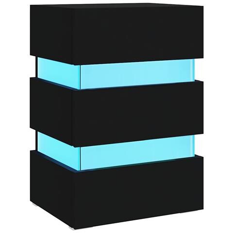Comodino con Luci LED Nero 45x35x67 cm in Legno Multistrato - Foto 1