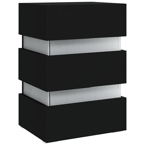 Comodino con Luci LED Nero 45x35x67 cm in Legno Multistrato - Foto 9