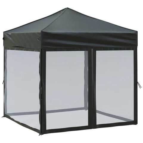 Tenda Per Feste Pieghevole Con Pareti Laterali Nero 2x2 M - Foto 1