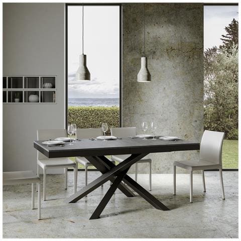 Tavolo Allungabile 90x160/264 Cm Volantis Evolution Telaio Antracite - Cemento - Foto 6