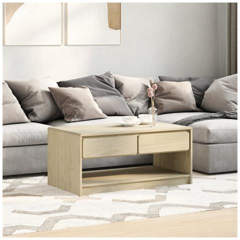 Tavolino Salotto Sauda Rovere 99x55x45 Cm Legno Massello Pino - Foto 3