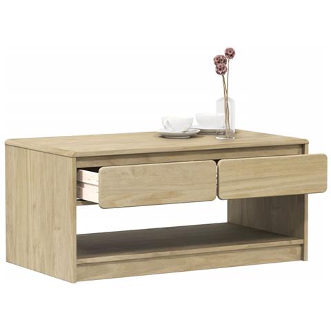 Tavolino Salotto Sauda Rovere 99x55x45 Cm Legno Massello Pino - Foto 1