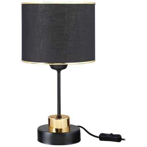 Lampada Da Tavolo Metallo E Paralume Tessuto Nero Arden Asz1633 - Foto 1