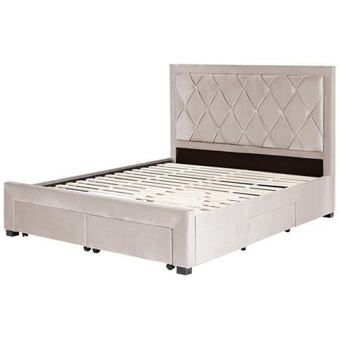 Letto Contenitore Velluto Beige 160 X 200 Cm Lievin - Foto 2