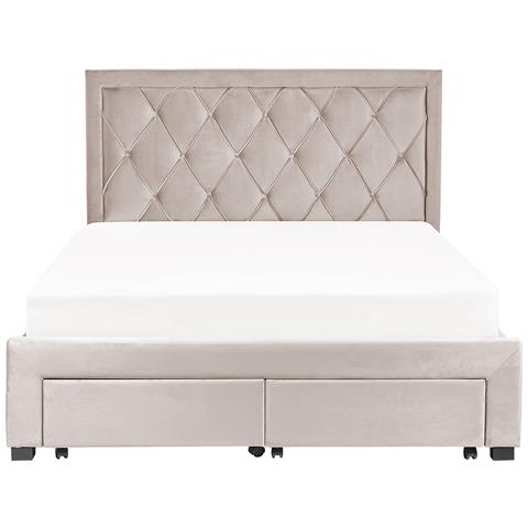 Letto Contenitore Velluto Beige 160 X 200 Cm Lievin - Foto 6