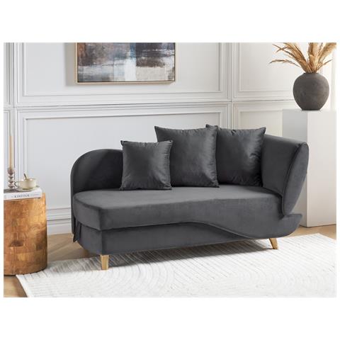 Chaise Longue Versione Destra Meri Velluto Grigio Scuro Con Contenitore - Foto 7